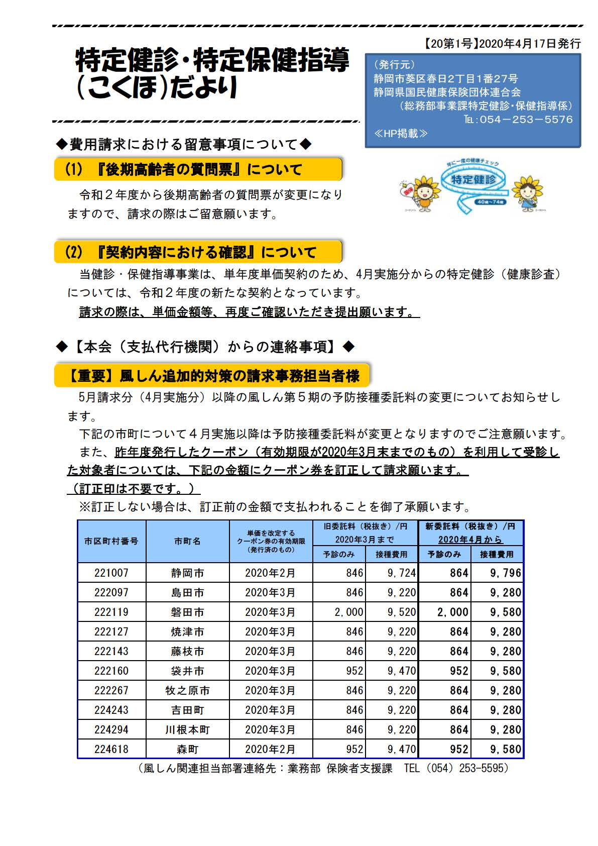 特定健診 特定保健指導 こくほ だより 静岡県国民健康保険団体連合会